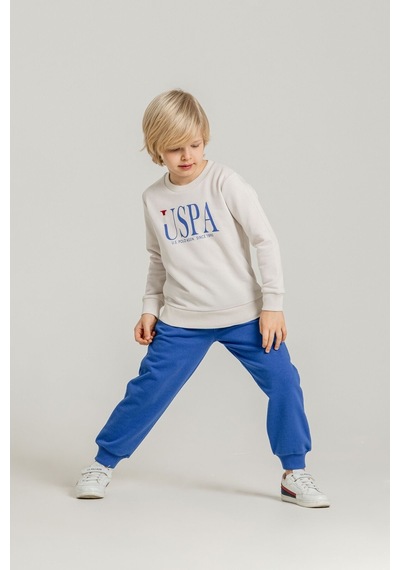 U.S. Polo Assn. Erkek Çocuk Baskılı Beyaz Uzun Kol Eşofman Takımı Us2612-c-v3 Us2612-c-v3
