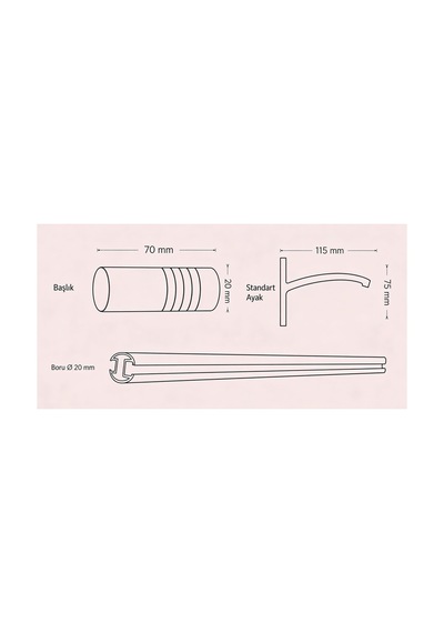 Altın Alüminyum Tek Kanallı Rustik - Dekoratif Rustik Altın150cm - 884530932 Altın150cm