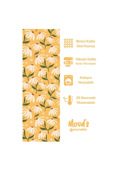 Camomile Papatya 2 Desenli Baskılı Süet Runner Masa Örtüsü