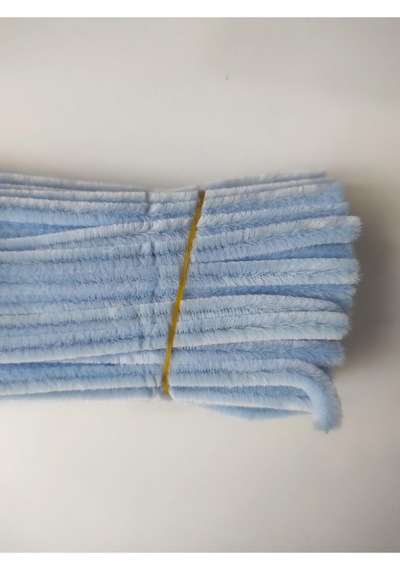 50 Adet Açık Mavi Şönil, Çiçek Yapımına Uygun Tüylü Tel, 30 Cm 6 Mm