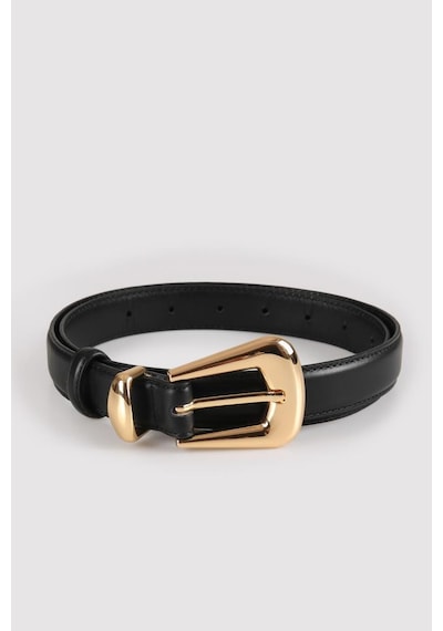 Williampolo Full Grain Deri Gold Toka Siyah Kadın Kemer Siyah