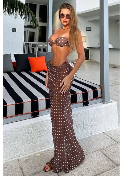 Alyana Brazilian Bikini Üçlü Set - Kahverengi