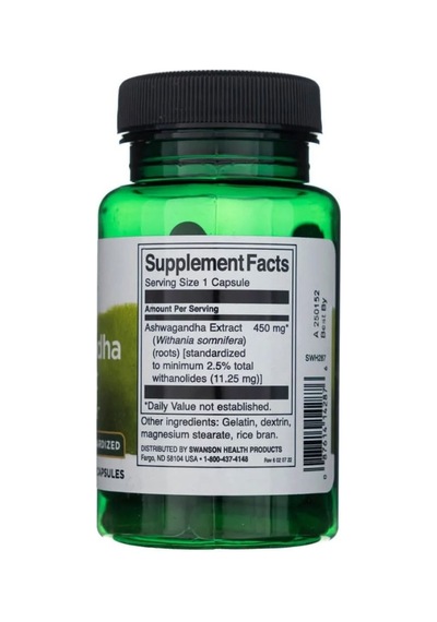 Swanson Ashwa-gandha 450 Mg 60 Capsules