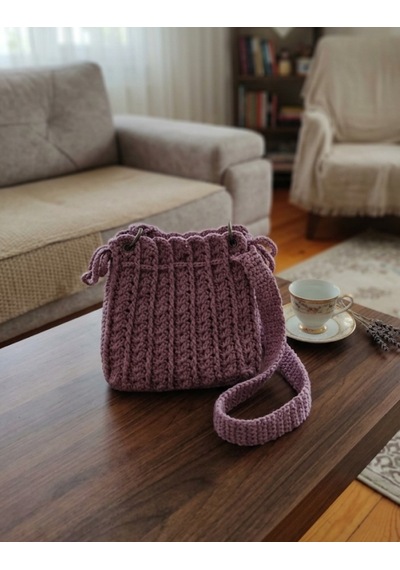 Alpinkutu El Örgüsü Kadın Çanta Pembe Mürdüm