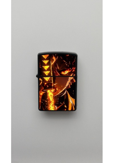 Tanjiro Kamado Sword Demon Slayer Benzinli Siyah Çakmak Magnet Hediye Siyah