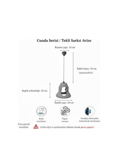 Cunda Serisi Modern Beton Görünümlü Tekli Sarkıt Avize - Gümüş - Mutfak, Salon, Çocuk Odası, Hol Aydınlatması Gümüş