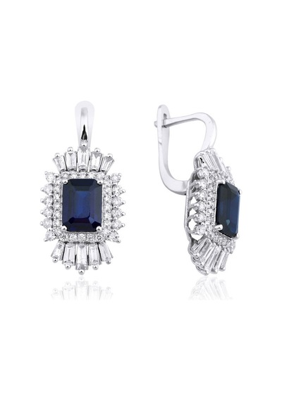 4.85 Karat Safir Pırlanta Küpe - Hrd Sertifikalı
