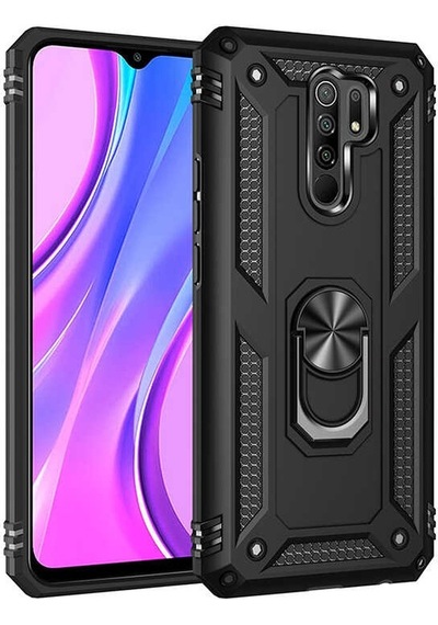Xiaomi Redmi 9 Kılıf Sofya Yüzüklü Standlı Zırhlı Silikon Kılıf