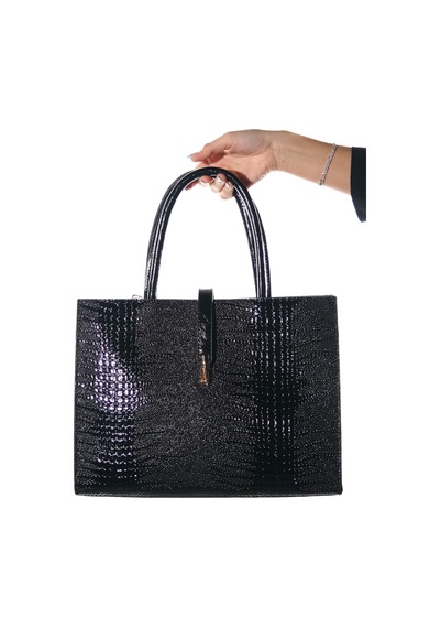 Luvishoes Morvena Siyah Baskı Kadın Kol Çantası