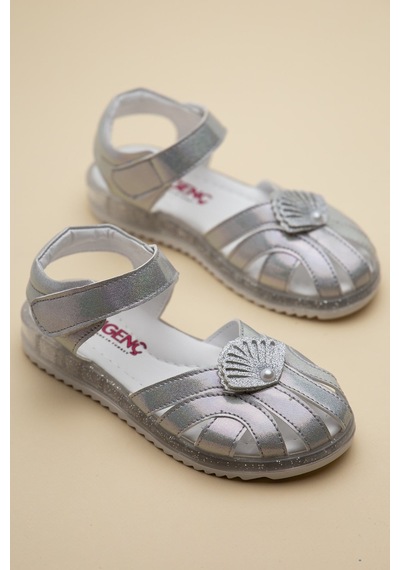 Dilimler Ayakkabı Şirinbebe Ortopedik Kız Çocuk Sandalet Gümüş Yelpaze Detaylı Önü Kapalı-4715 Dilimler Ayakkabı Şirinbebe Ortopedik Kız Çocuk Sandalet Gümüş Yelpaze Detaylı Önü Kapalı-4715
