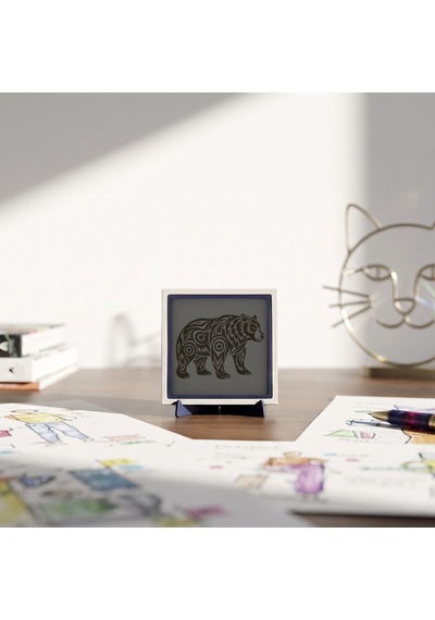 Ayı Formlu Modern Dekoratif Obje, Estetik Ve Doğa Esintisi Katan Masaüstü Aksesuarı 10x10 Cm