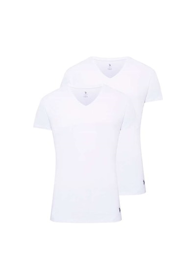 U.S. Polo Assn. U.s Polo Assn. 80194 Erkek 2 Li Kısa Kol V Yaka Atlet-beyaz Beyaz