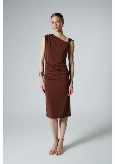 Buly Drape Elbise Kahverengi