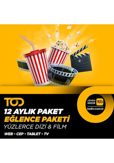 Tod 12 Aylık Eğlence Paketi - (Web + Cep + Tablet + Smart Tv) (452528316)
