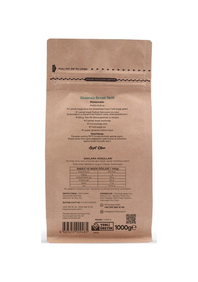 Tam Tarım Tam Mix Bread Glutensiz Un Karışımı 1 KG