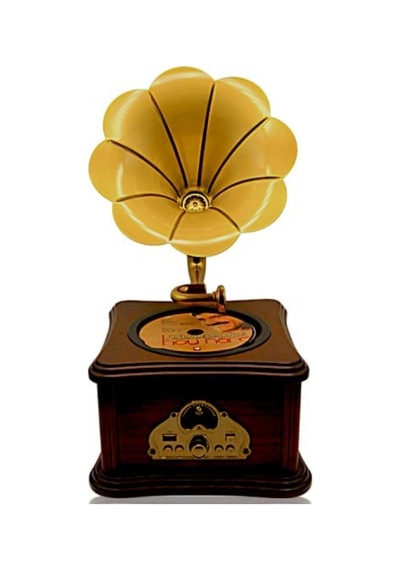 Nostaljik Radyo Gramofon Tasarımlı Usb Bluetooth Hoparlör Fm Radyo Şarjlı