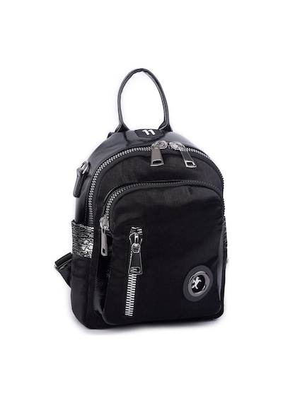 Nas Bag Kadın Dönüştürülebilir Sırt Ve Omuz Çantası Şık Geniş Fermuarlı Çanta 24x31x14 Cm Siyah Simli Çok Renkli