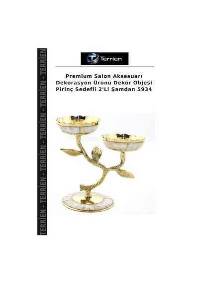 Premium Salon Aksesuarı Dekorasyon Ürünü Dekor Objesi Pirinç Sedefli 2'li Şamdan 5934 Çok Renkli