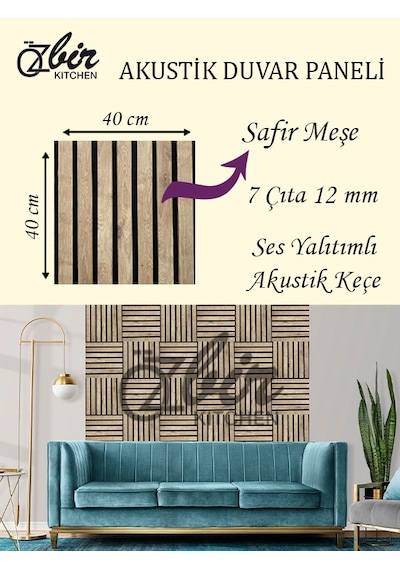 Özbir Mobilya Özbir Mobilya Safir Meşe Akustik Duvar Paneli 40x40