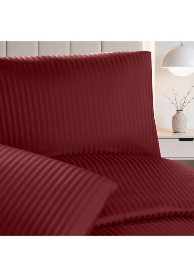 Linestyle Çift Kişilik %100 Pamuk Saten 90 Tel Nevresim Seti Bordo 3 Parça