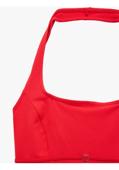 Koton Toka Detaylı Slim Fit Kolsuz Halter Yaka Bluz Kırmızı 6sal30306ık