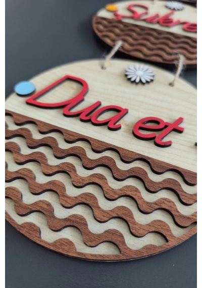 Sabret Şükret Dua Et 2d Mdf Lazer Kesim Akçaağaç Ceviz Kapı Ve Duvar Süsü