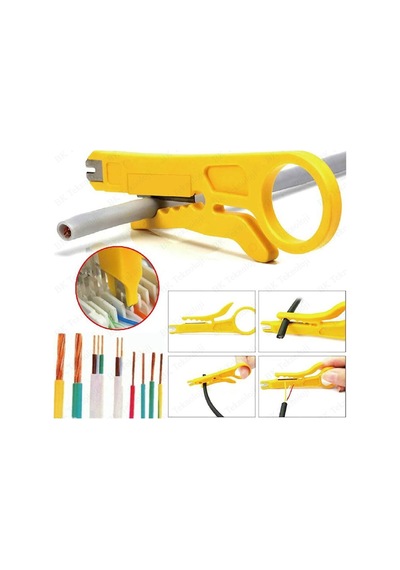 Mini Taşınabilir Tel Stripper Bıçak Crimper Pense Sıkma Aracı Kablo Sıyırma Tel Kesici Sarı