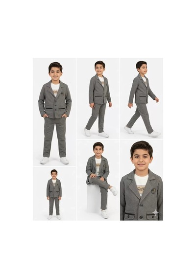Veraura Lifestyle 2-9 Yaş Jagger Kumaş 3 Parça Çocuk Takımı Gri