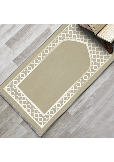 Evaşk Namazlık Dokuma Halı Kaymaz Muslumana Seccade80 x 130 Bej EVASK803B80
