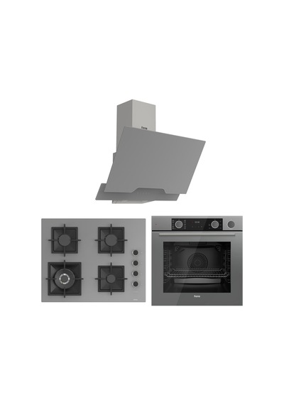 Ferre Fryart-Steamart SC Serisi Wok'lu Gri 3'lü  XE64CPR-SC408-D065 Ankastre Set