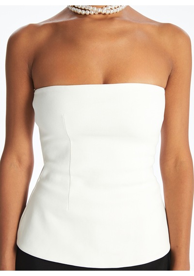Lcw Vision Beyaz Straplez Yaka Peplum Bluz
