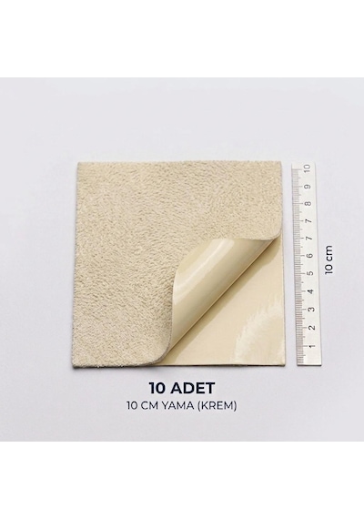 Halfart Kendinden Yapışkanlı Alcantara Tamir Yaması 10x10 Cm 10 Adet Süet Kumaş Deri Koltuk Araba Onarım Yaması Krem