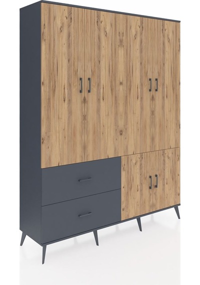 Hyperion Gardrop 5 Raflı 2 Çekmeceli 2 Askılı 176x44x221 Antrasit-çam/antrasit Çam/antrasit Hyperion Gardrop 5 Raflı 2 Çekmeceli 2 Askılı 176x44x221 Antrasit-çam/antrasit Çam/antrasit
