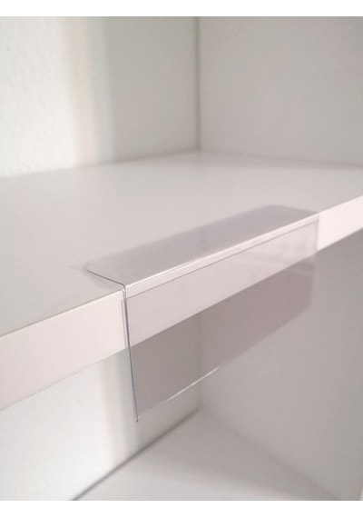 10 Adet Pvc Etiketlik Raf Önü Dik Yapışkanlı 8x4 Cm Vitrin Etiket