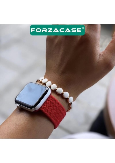 Forzacase Apple Uyumlu  Watch 10 Series 46mm İle Hasır Örgü Solo Loop Kordon Kayış - Fc401 Siyah
