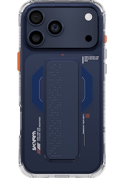 Apple Uyumlu iPhone 17 Pro Max  Kılıf Skinarma M-safe Özellikli Airbag Tasarımlı Standlı Haxa Kapak Mavi Mavi