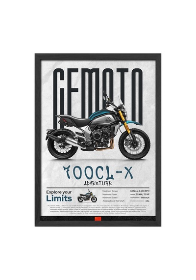 Cfmoto 700 Cl-x Adventure Siyah Ahşap Çerçeveli Poster, Dekoratif Motosiklet Duvar Tablosu