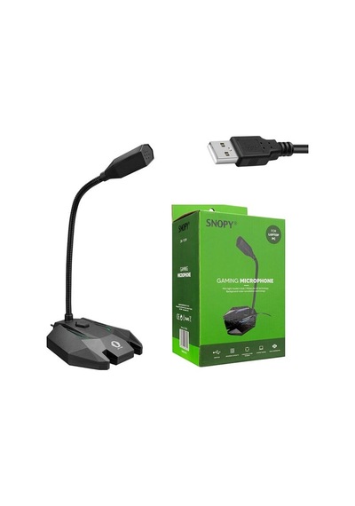 Snopy SN-110M Siyah Led Işıklı Usb Gaming Oyuncu Masaüstü Mikrofon