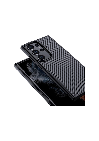 Wlons Galaxy S23 Ultra Uyumlu Aramid Karbon Fiber Magsafe Özellikli Kılıf