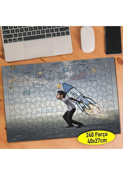 Hedefine Uçan Çalışkan İnsan 240 Parça Puzzle Yapboz-100794996