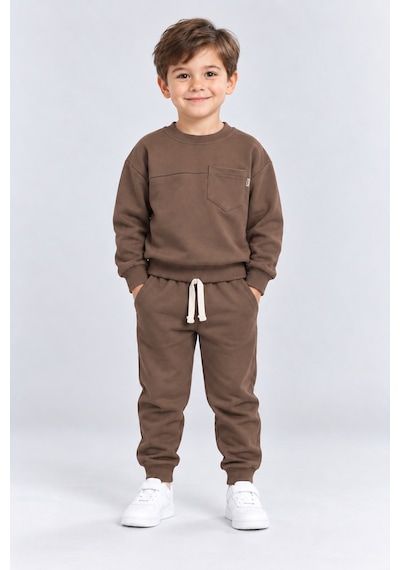 Ahengim Erkek Çocuk Cepli Sweatshirt Ve Jogger Eşofman Altı 2 Li Takım Günlük Rahat Çocuk Eşofman Seti Ak125 Kahverengi Ahengim Erkek Çocuk Cepli Sweatshirt Ve Jogger Eşofman Altı 2 Li Takım Günlük Rahat Çocuk Eşofman Seti Ak125 Kahverengi