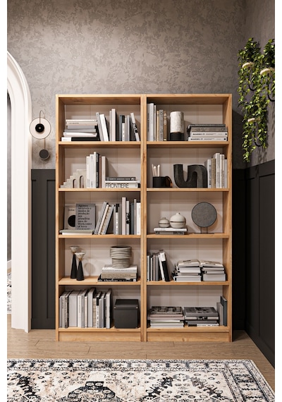 Asra Trend 2 Modüllü Kitaplık K-003 %100 MDF 10 Bölmeli Modern Ofis Çalışma Masası Yanı Rafı Safir Meşe Asra Trend 2 Modüllü Kitaplık K-003 %100 MDF 10 Bölmeli Modern Ofis Çalışma Masası Yanı Rafı Safir Meşe