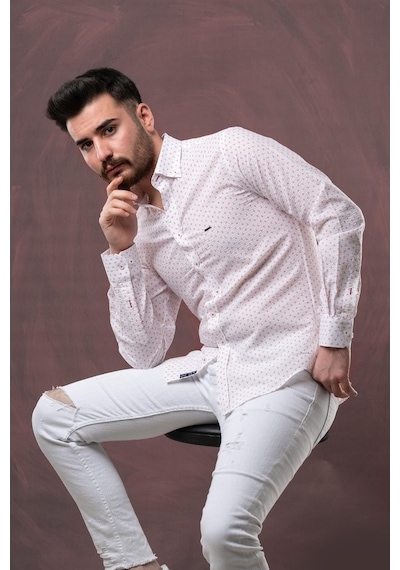Dorss Slimfit Desenli Gofre Kumaş Erkek Gömlek