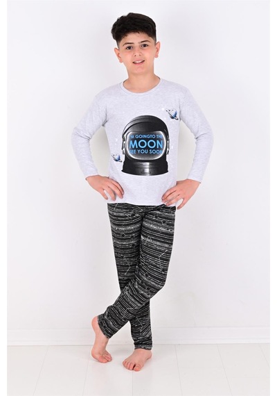 Vitmo Erkek Çocuk Pijama Takımı Moon Uzun Kollu Pamuklu