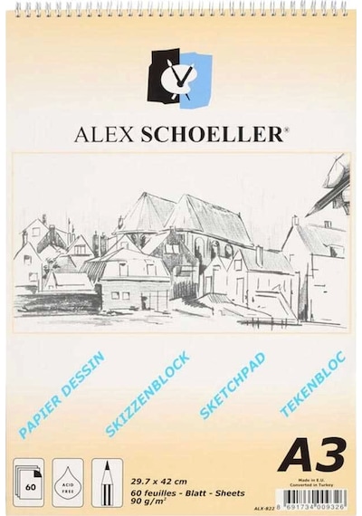 Alex Schoeller Spiralli Eskiz Bloknot A3 90gr 60 Yaprak