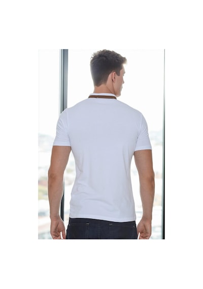 T9571 Dewberry Fermuarlı Erkek T-shırt-beyaz Beyaz