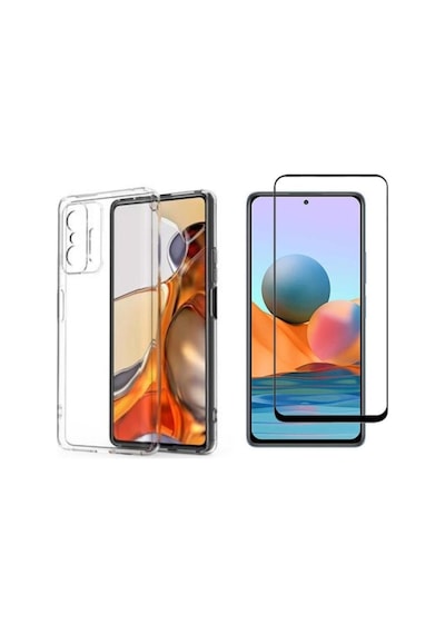 Xiaomi Mi 11t Pro Kamera Korumalı Premium Silikon Telefon Kılıfı + Tam Kaplayan Ekran Koruyucu Cam Turuncu