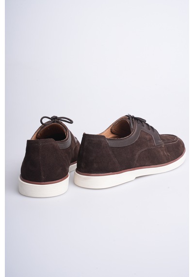 Fame Step Hakiki Deri Erkek Loafer Ayakkabı Casual Süet Günlük Rahat Bağcıklı Model Ravenna Kahverengi