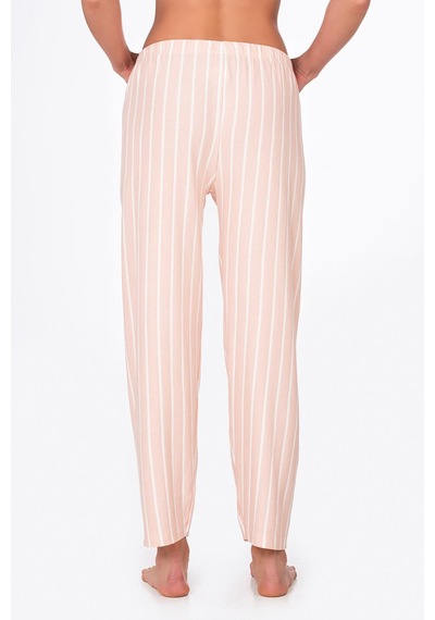 Kompedan Kadın Süet Bej Çizgili Pijama Tek Alt Desen 10