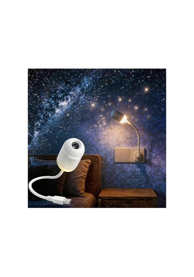 Uzay Gece Lambası Mini Projektör 6 Film Disk 360 Dönen Ay Aurora Kuzey Işıkları Tak Çalıştır Nebula